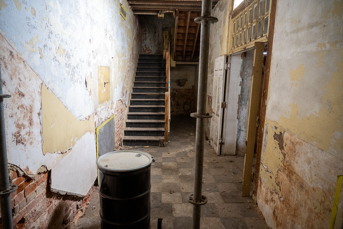 Inside the brick church