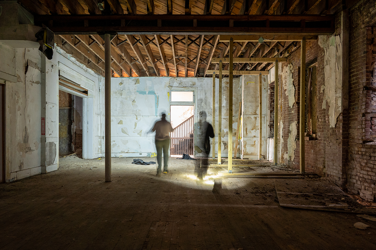 Inside the brick church