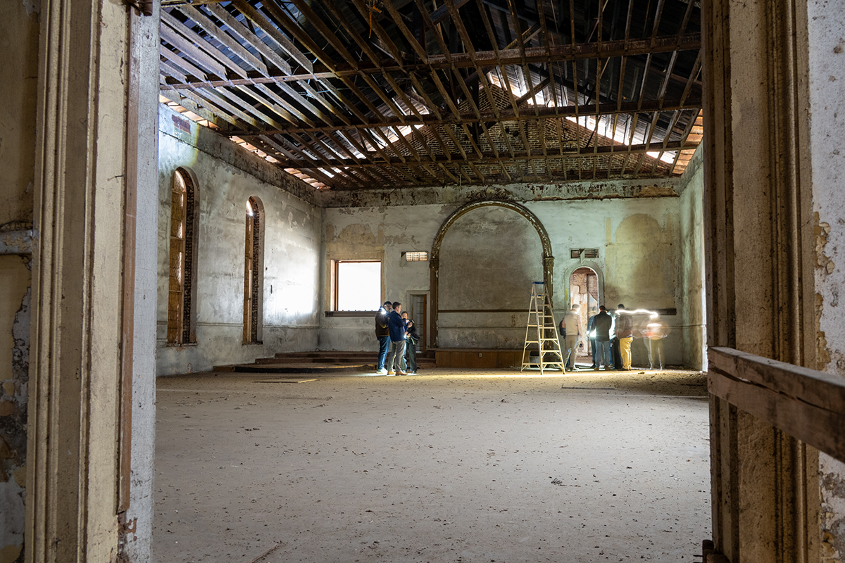 Inside the brick church